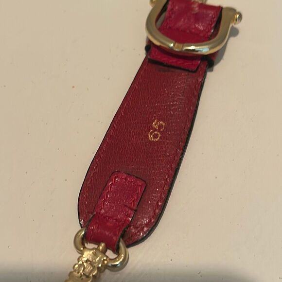 Celine Red Leather Belt Gold Horsebit Hardware Luxury Equestrian Chic Old Money main image 13